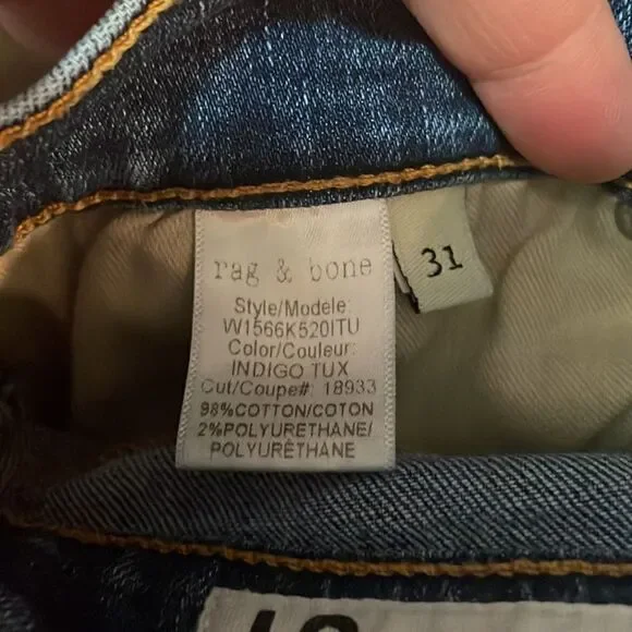 Rag & Bone High Rise Skinny Indigo Tux Side Stripe Jeans - Picture 6 of 12